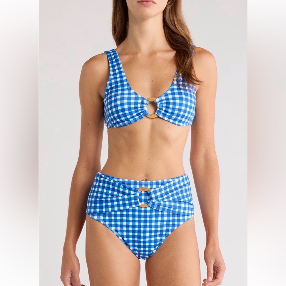 New Hutch O Ring Blue Checkered Bikini Set
